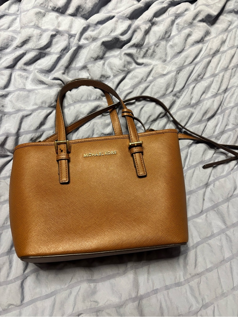 Michael Kors Tan Leather Satchel with Gold Hardware